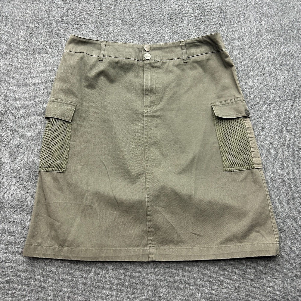 IZOD Cargo Skirt Sz 8 Green Mesh Utility Y2K Gorpcore Festival Streetwear Safari